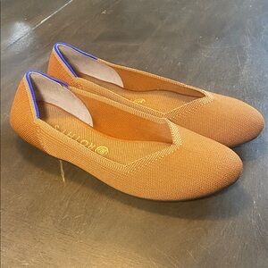 Rothy's Orange Knit Ballet Flats with Purple Trim